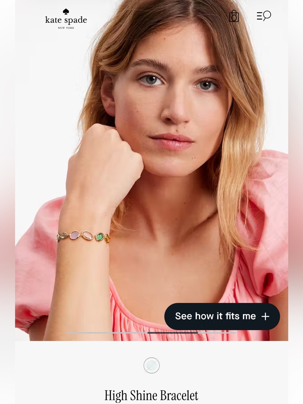 kate spade Gold Bracelet with Pink and Green Stones